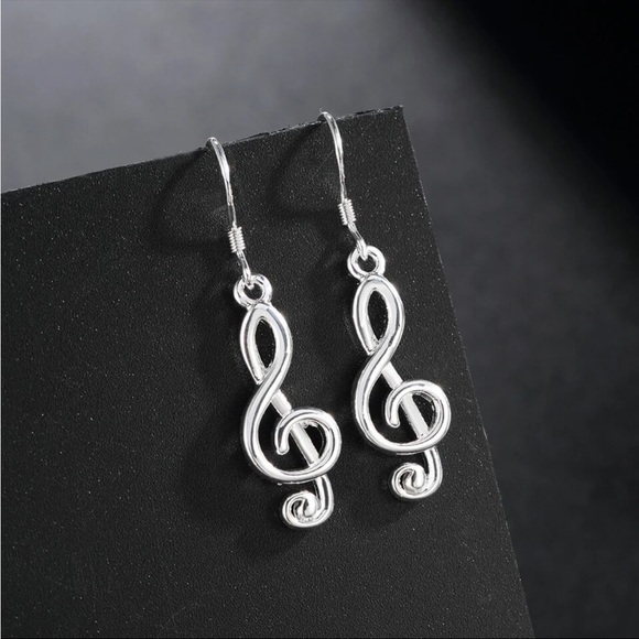 Sterling Silver Music Note Earrings - Picture 2 of 2